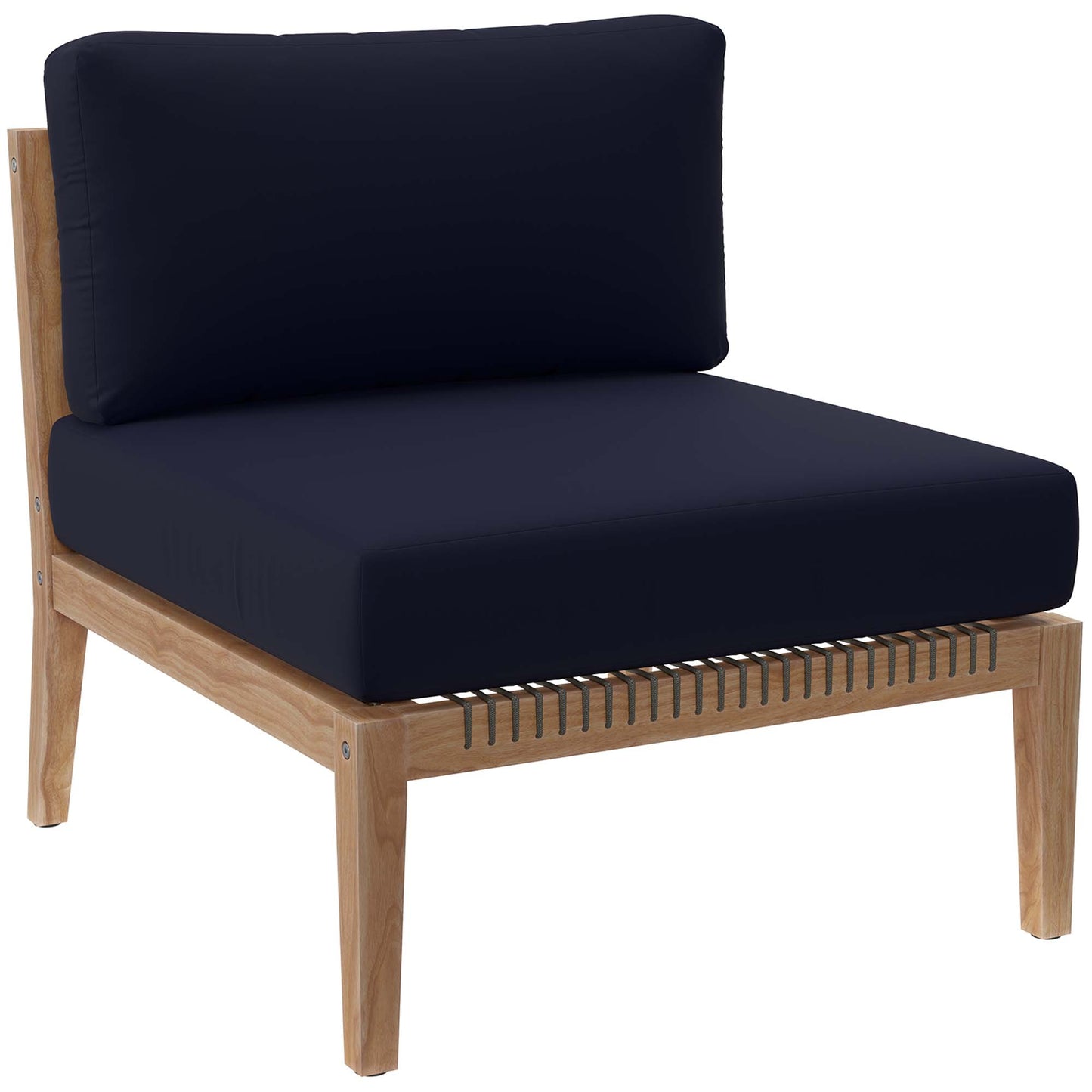 Clearwater 4-Piece Outdoor Patio Teak Wood Sectional Sofa in Gray Navy by Modway (6121)