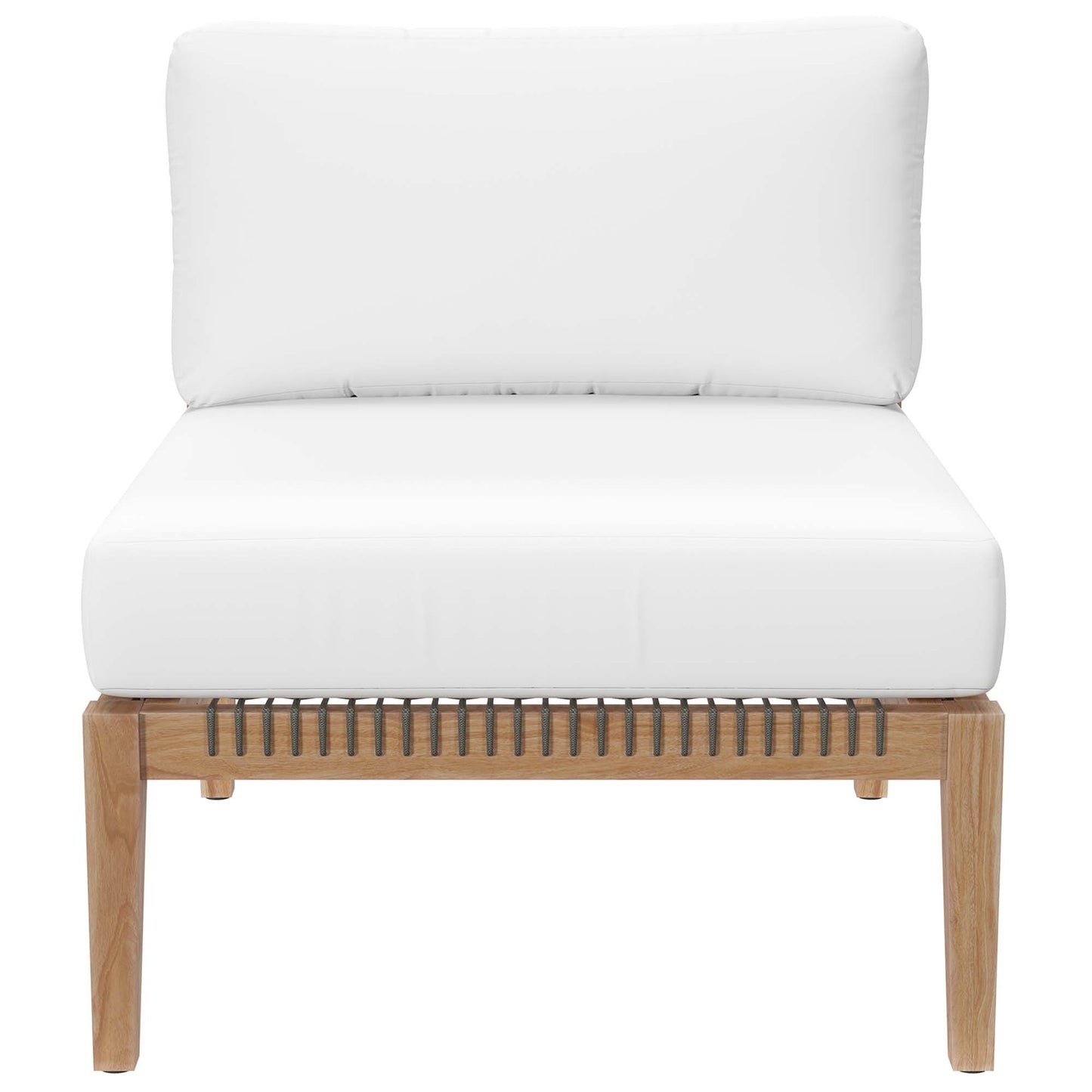 Clearwater 4-Piece Outdoor Patio Teak Wood Sectional Sofa in Gray White by Modway (6121)