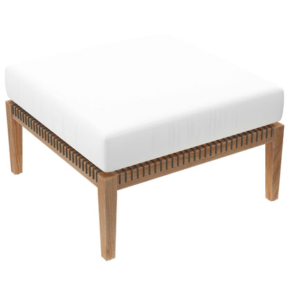 Clearwater 4-Piece Outdoor Patio Teak Wood Sectional Sofa in Gray White by Modway (6121)