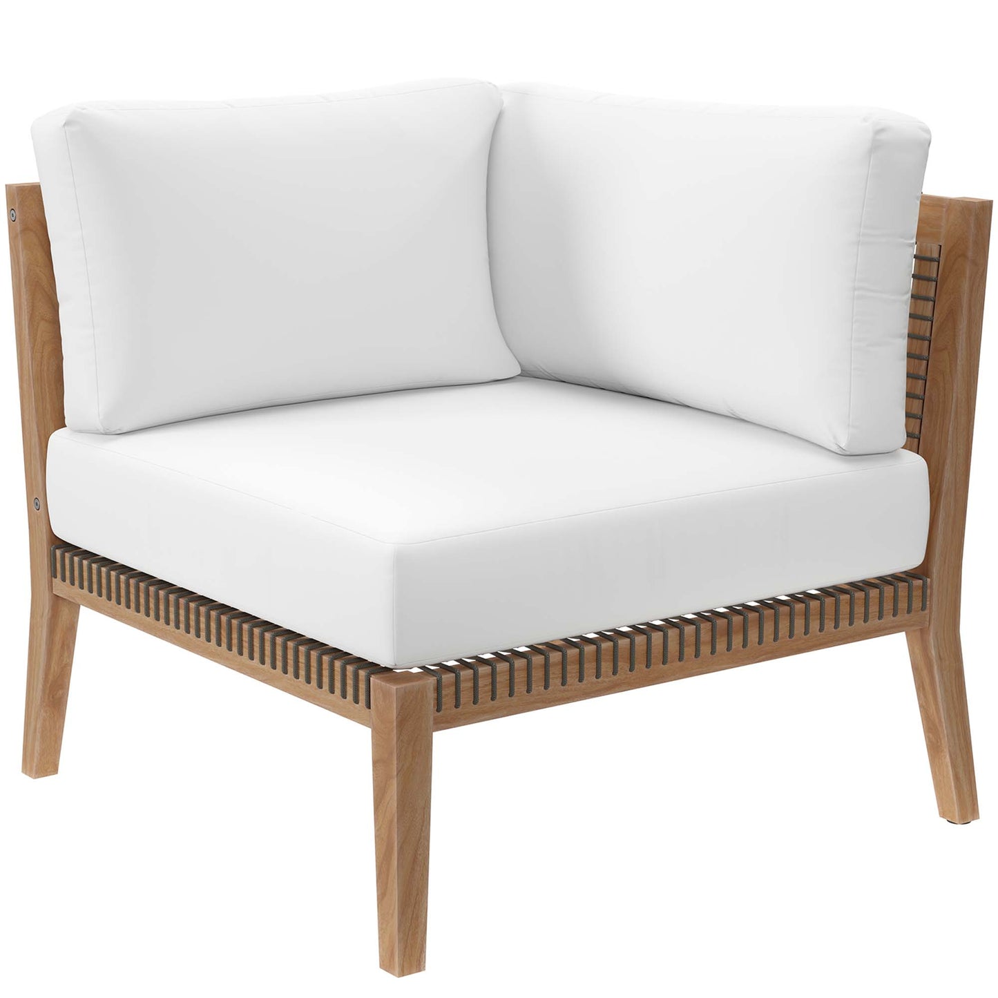 Clearwater 4-Piece Outdoor Patio Teak Wood Sectional Sofa in Gray White by Modway (6121)