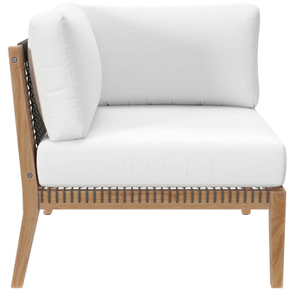 Clearwater 4-Piece Outdoor Patio Teak Wood Sectional Sofa in Gray White by Modway (6121)