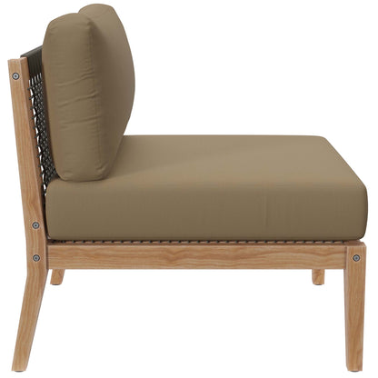 Clearwater 6-Piece Outdoor Patio Teak Wood Sectional Sofa in Gray Light Brown by Modway (6122)