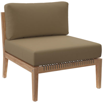 Clearwater 5-Piece Outdoor Patio Teak Wood Sectional Sofa in Gray Light Brown by Modway (6123)