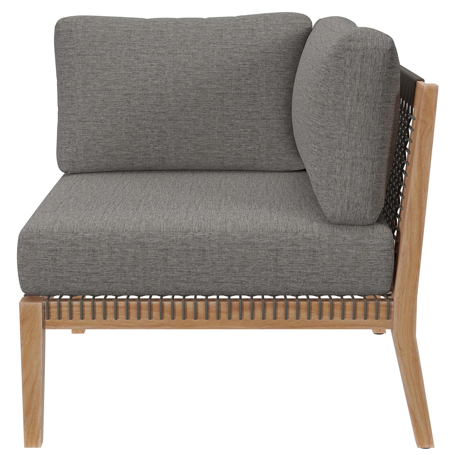 Clearwater 6-Piece Outdoor Patio Teak Wood Sectional Sofa in Gray Graphite by Modway (6124)