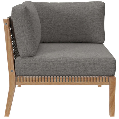 Clearwater 6-Piece Outdoor Patio Teak Wood Sectional Sofa in Gray Graphite by Modway (6124)