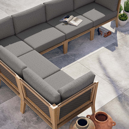 Clearwater 6-Piece Outdoor Patio Teak Wood Sectional Sofa in Gray Graphite by Modway (6125)