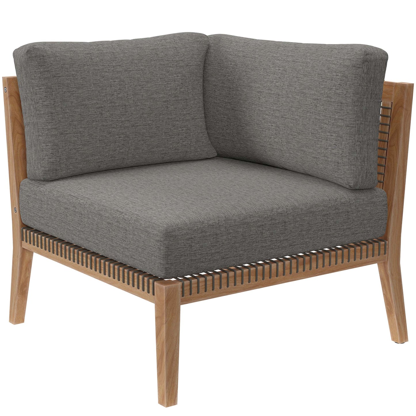 Clearwater 6-Piece Outdoor Patio Teak Wood Sectional Sofa in Gray Graphite by Modway (6125)