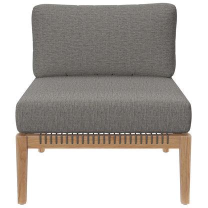 Clearwater 6-Piece Outdoor Patio Teak Wood Sectional Sofa in Gray Graphite by Modway (6125)