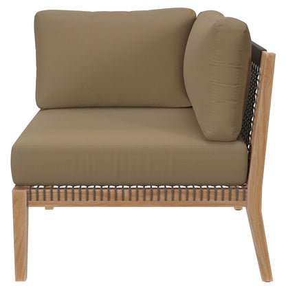 Clearwater 6-Piece Outdoor Patio Teak Wood Sectional Sofa in Gray Light Brown by Modway (6125)