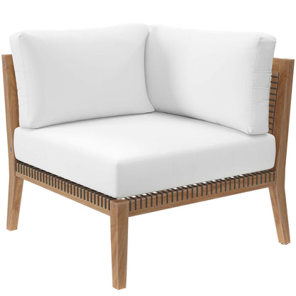 Clearwater 6-Piece Outdoor Patio Teak Wood Sectional Sofa in Gray White by Modway (6125)