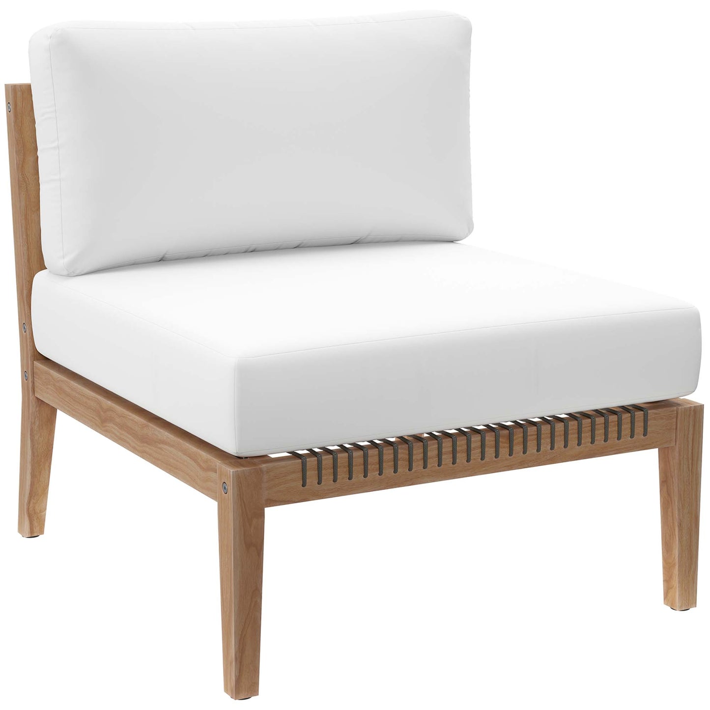 Clearwater 6-Piece Outdoor Patio Teak Wood Sectional Sofa in Gray White by Modway (6125)