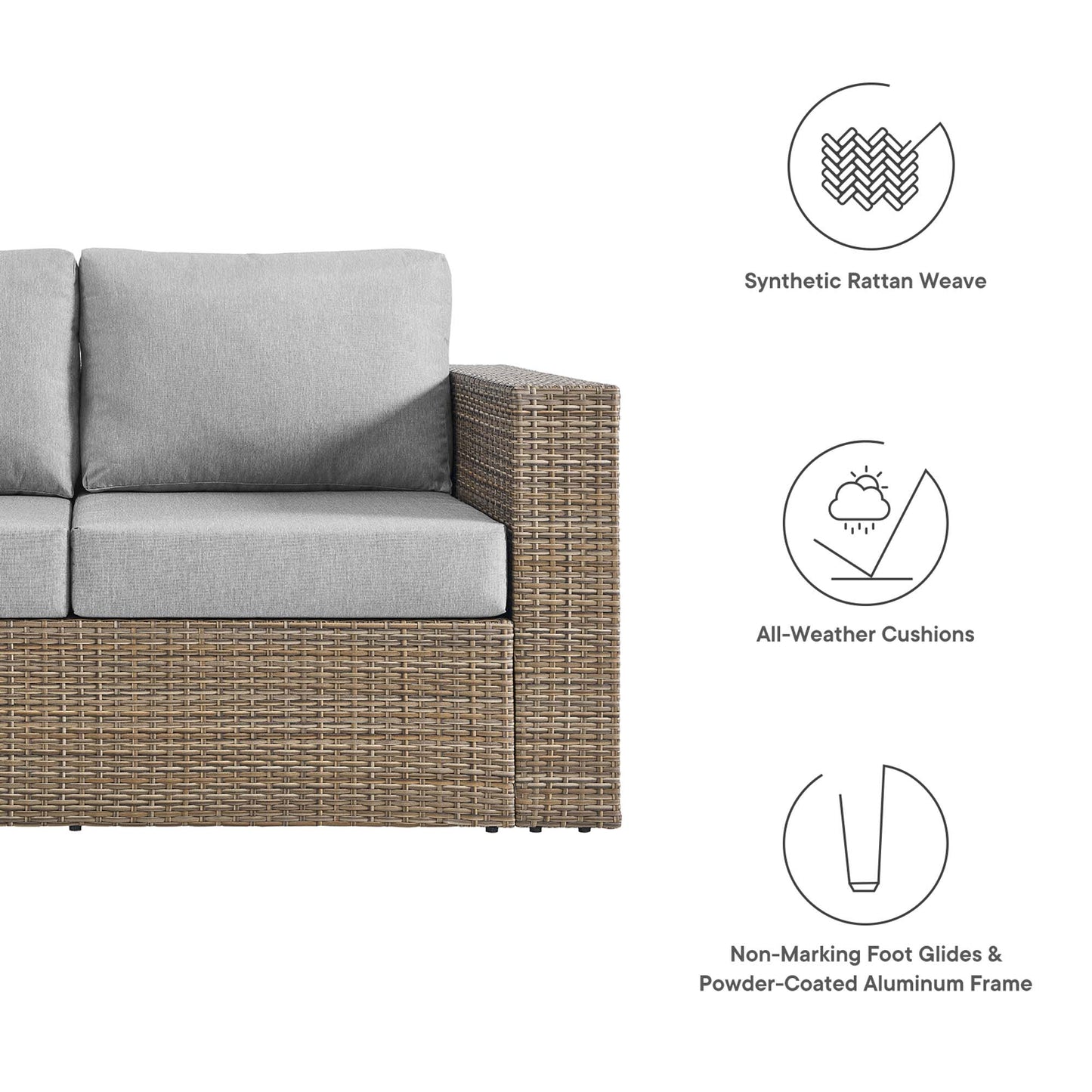 Convene Outdoor Patio Right-Arm Loveseat in Cappuccino Gray by Modway (EEI-6242)