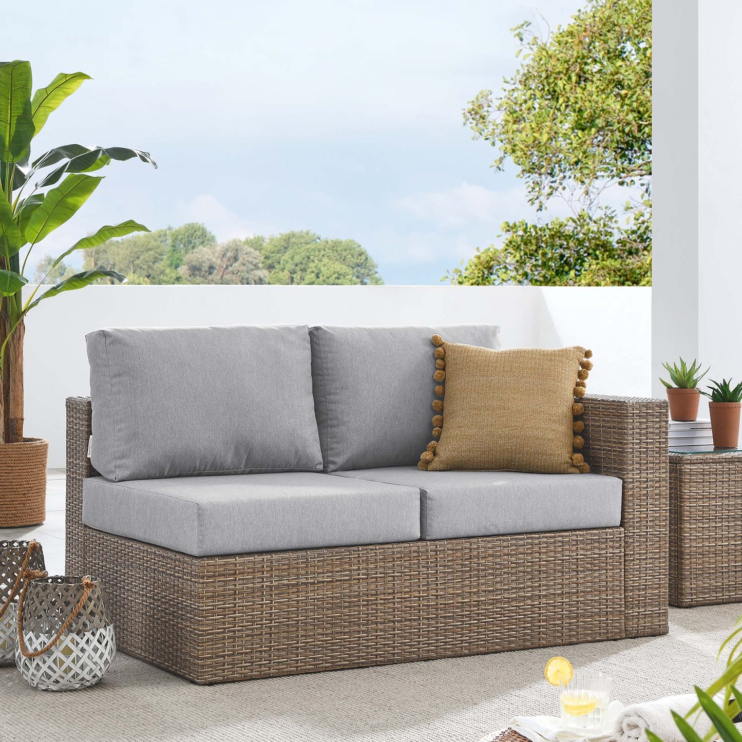 Convene Outdoor Patio Right-Arm Loveseat in Cappuccino Gray by Modway (EEI-6242)