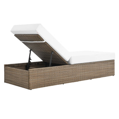 Convene Outdoor Patio Chaise Lounge Chair in Cappuccino White by Modway (EEI-6247)