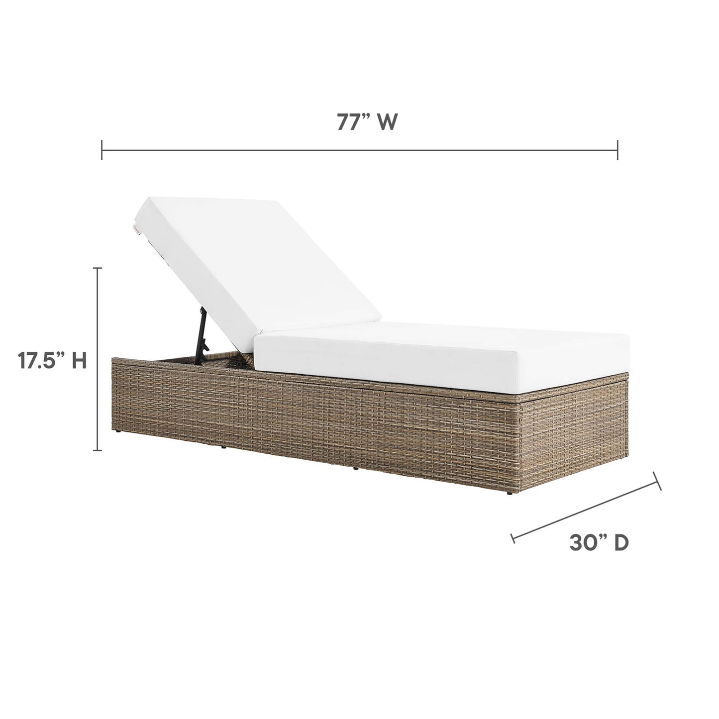 Convene Outdoor Patio Chaise Lounge Chair in Cappuccino White by Modway (EEI-6247)