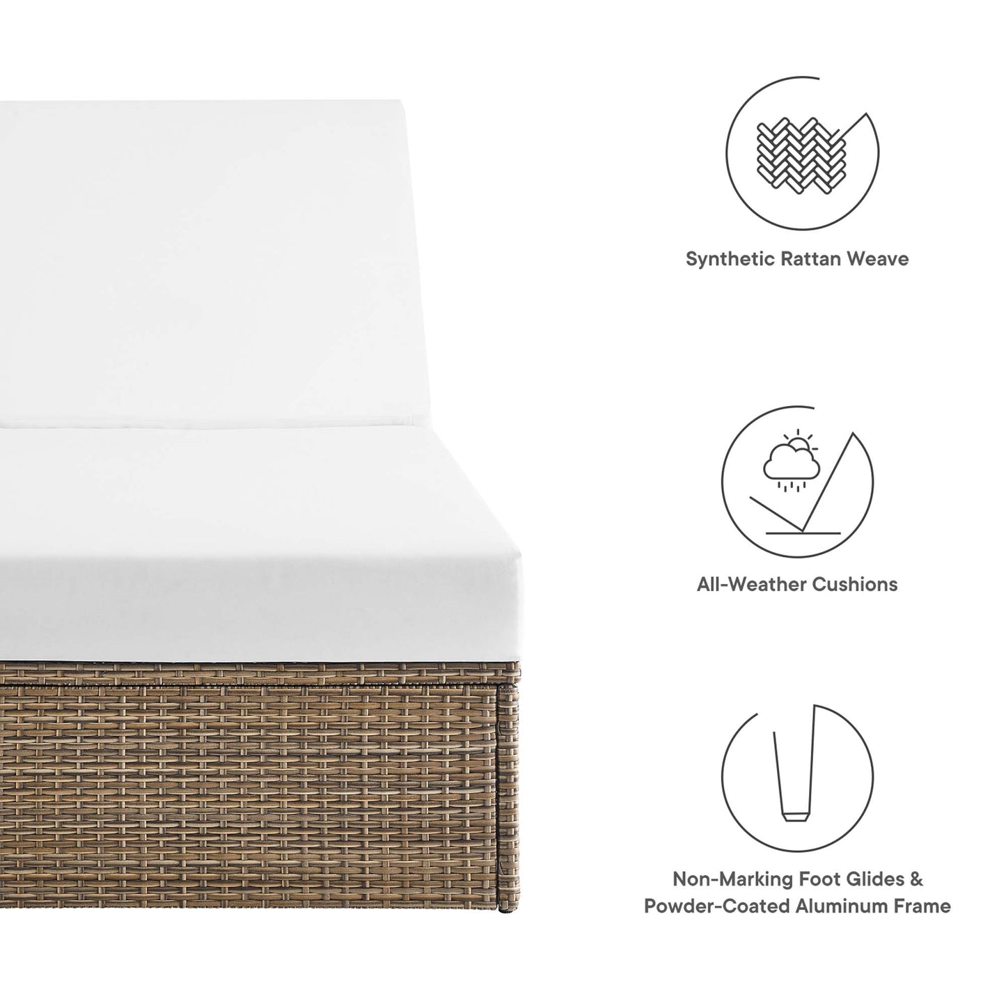 Convene Outdoor Patio Chaise Lounge Chair in Cappuccino White by Modway (EEI-6247)