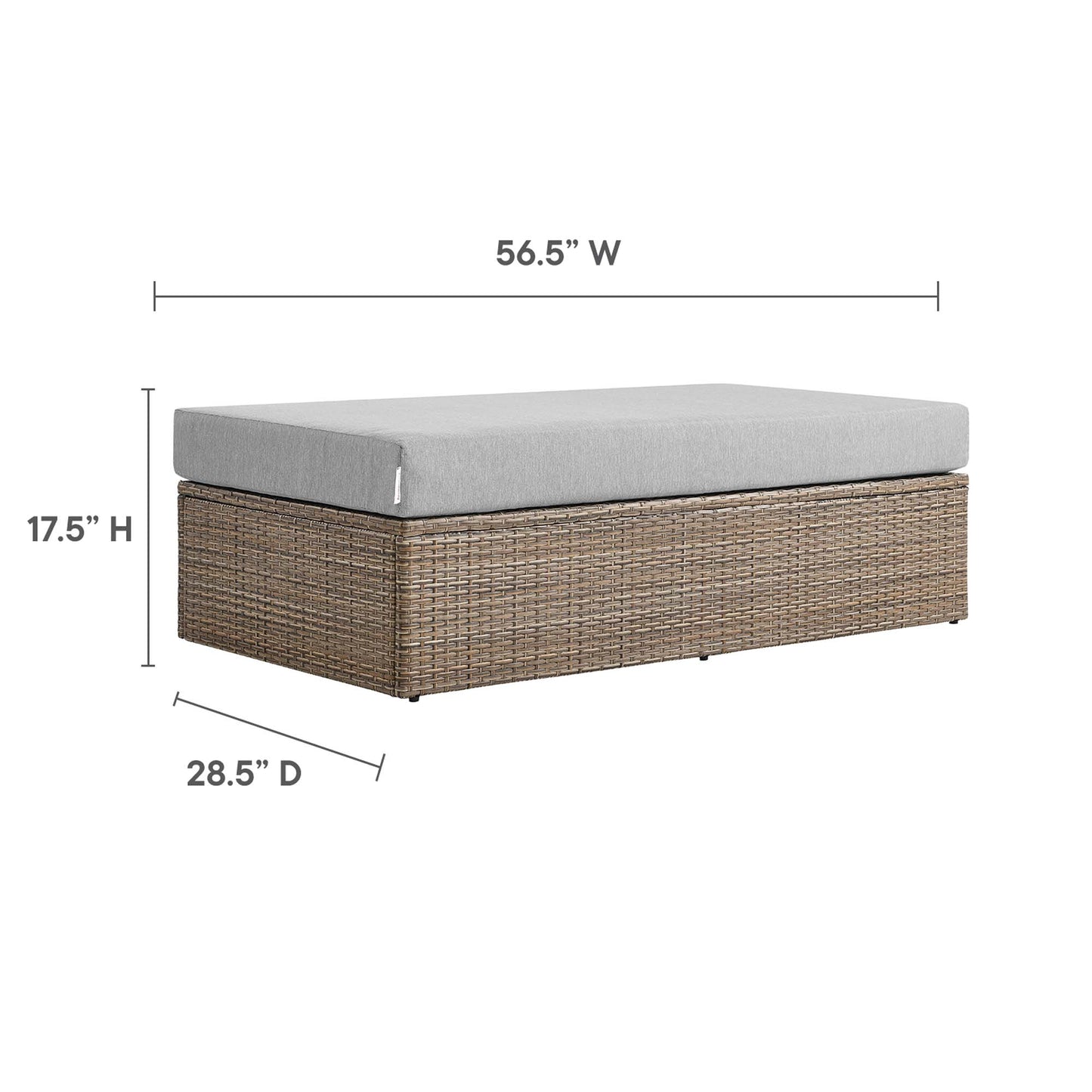 Convene Outdoor Patio Rectangle Ottoman in Cappuccino Gray by Modway (EEI-6248)