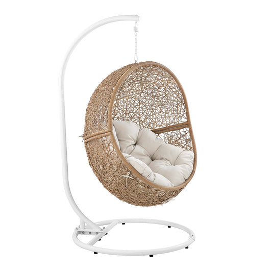 Encase Outdoor Patio Rattan Swing Chair in Cappuccino Beige by Modway (6262)
