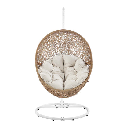Encase Outdoor Patio Rattan Swing Chair in Cappuccino Beige by Modway (6262)