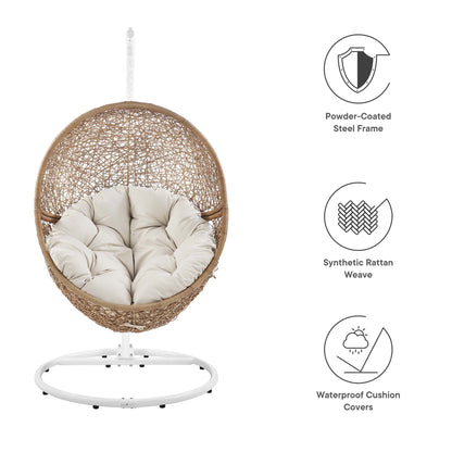 Encase Outdoor Patio Rattan Swing Chair in Cappuccino Beige by Modway (6262)