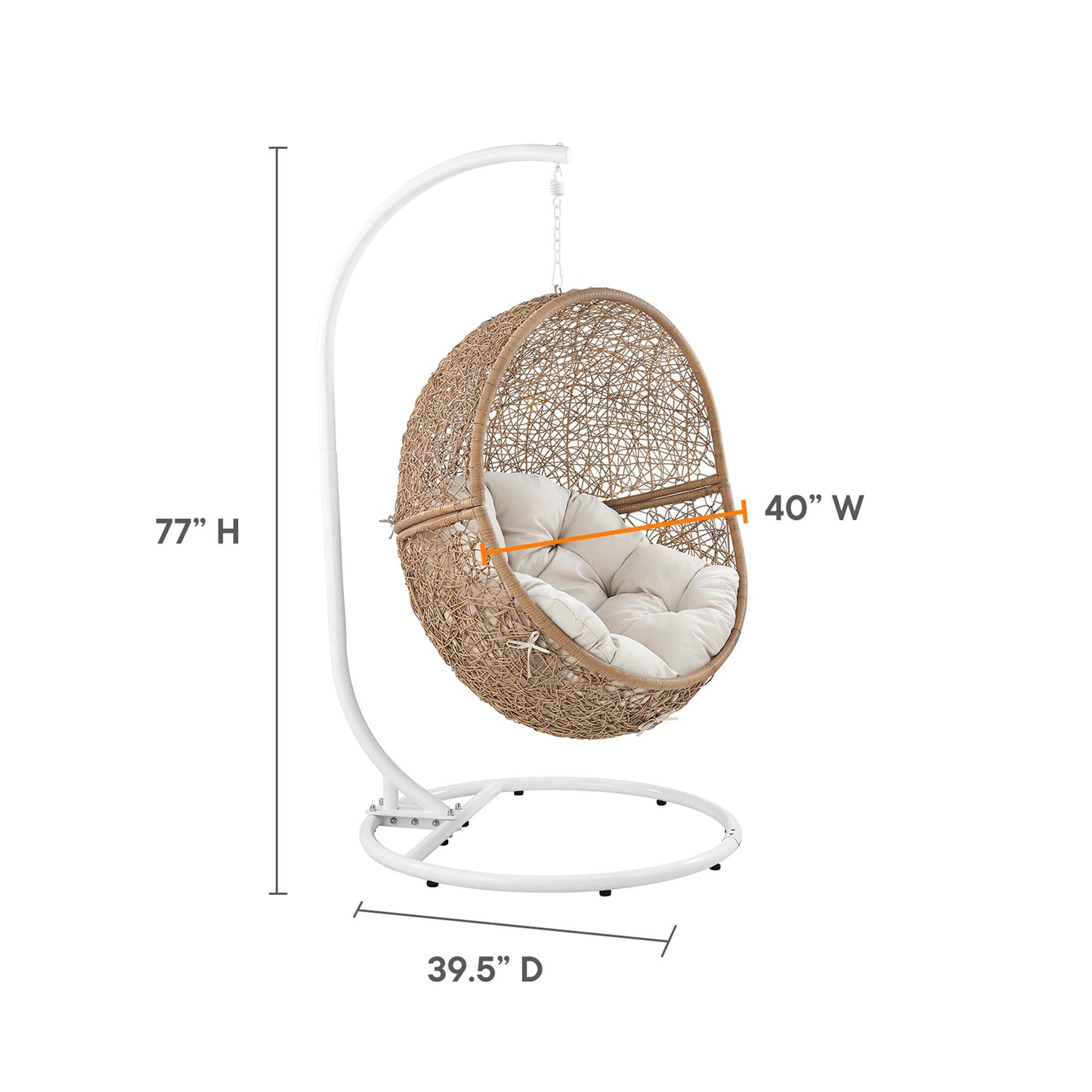 Encase Outdoor Patio Rattan Swing Chair in Cappuccino Beige by Modway (6262)