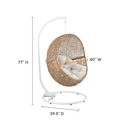 Encase Outdoor Patio Rattan Swing Chair in Cappuccino Beige by Modway (6262)
