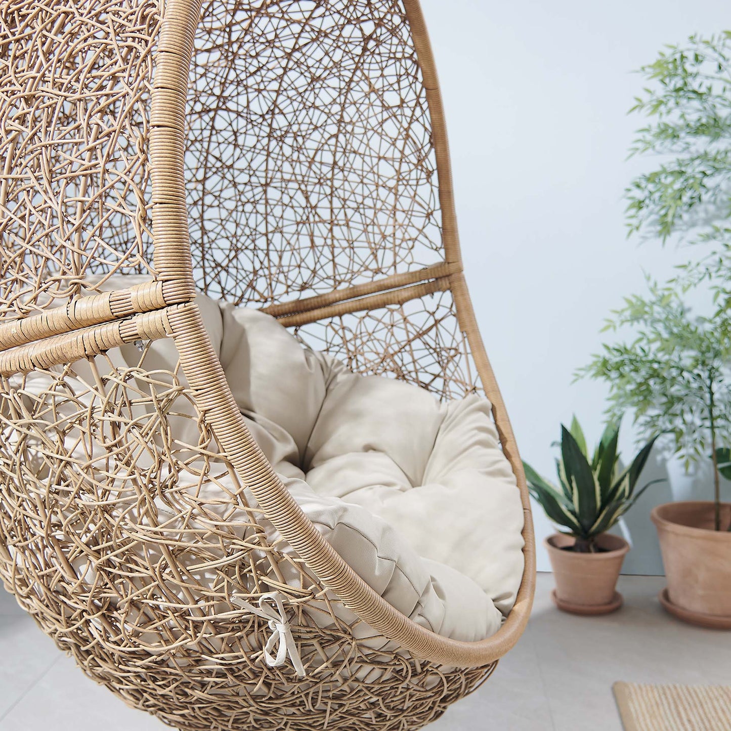 Encase Outdoor Patio Rattan Swing Chair in Cappuccino Beige by Modway (6262)