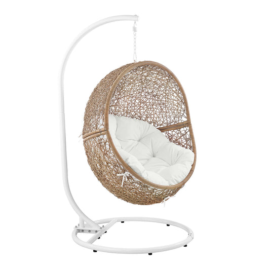 Encase Outdoor Patio Rattan Swing Chair in Cappuccino White by Modway (6262)