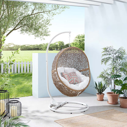 Encase Outdoor Patio Rattan Swing Chair in Cappuccino White by Modway (6262)
