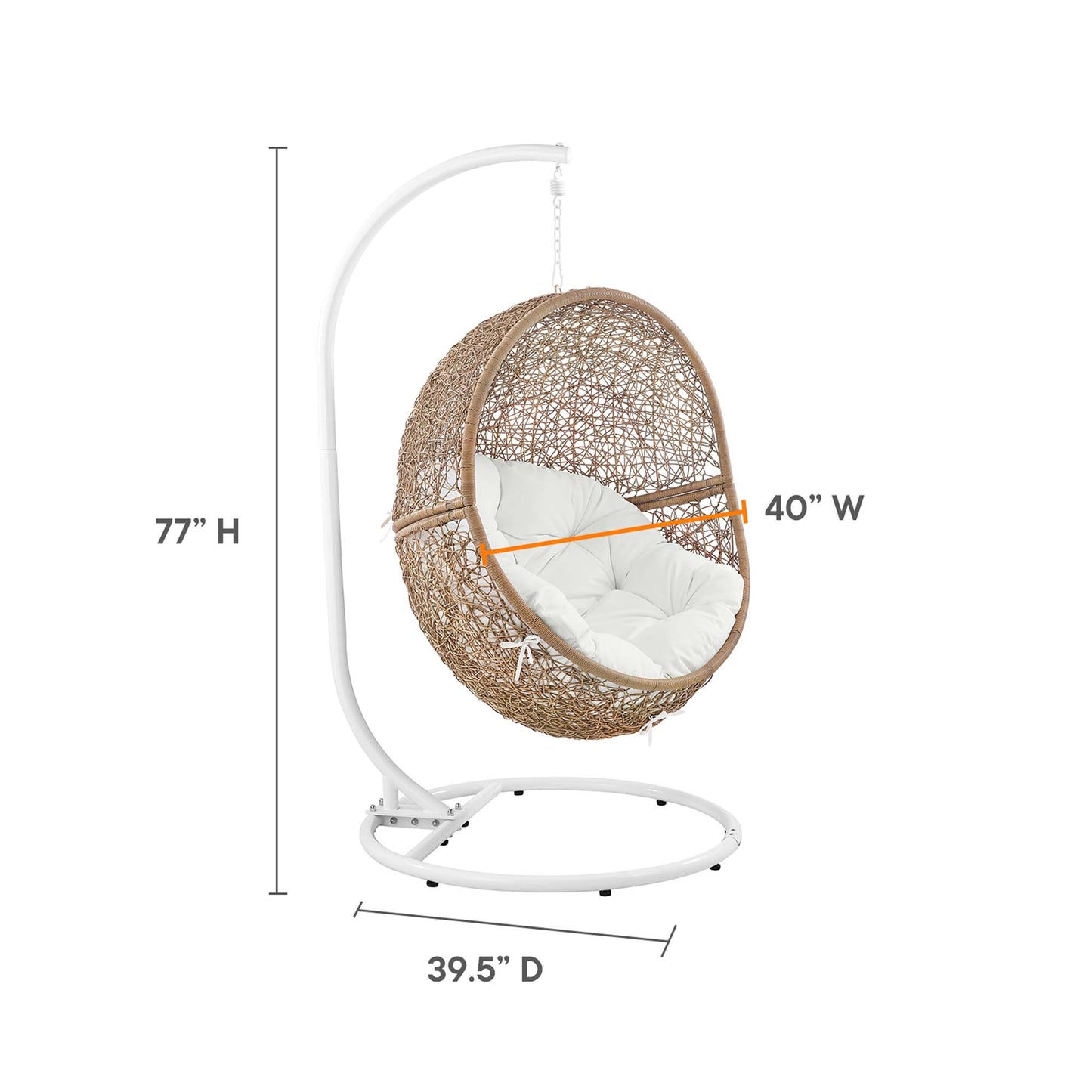 Encase Outdoor Patio Rattan Swing Chair in Cappuccino White by Modway (6262)
