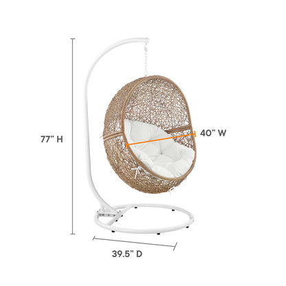 Encase Outdoor Patio Rattan Swing Chair in Cappuccino White by Modway (6262)