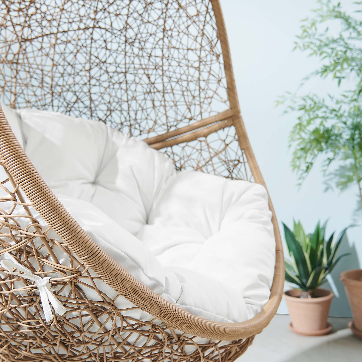 Encase Outdoor Patio Rattan Swing Chair in Cappuccino White by Modway (6262)
