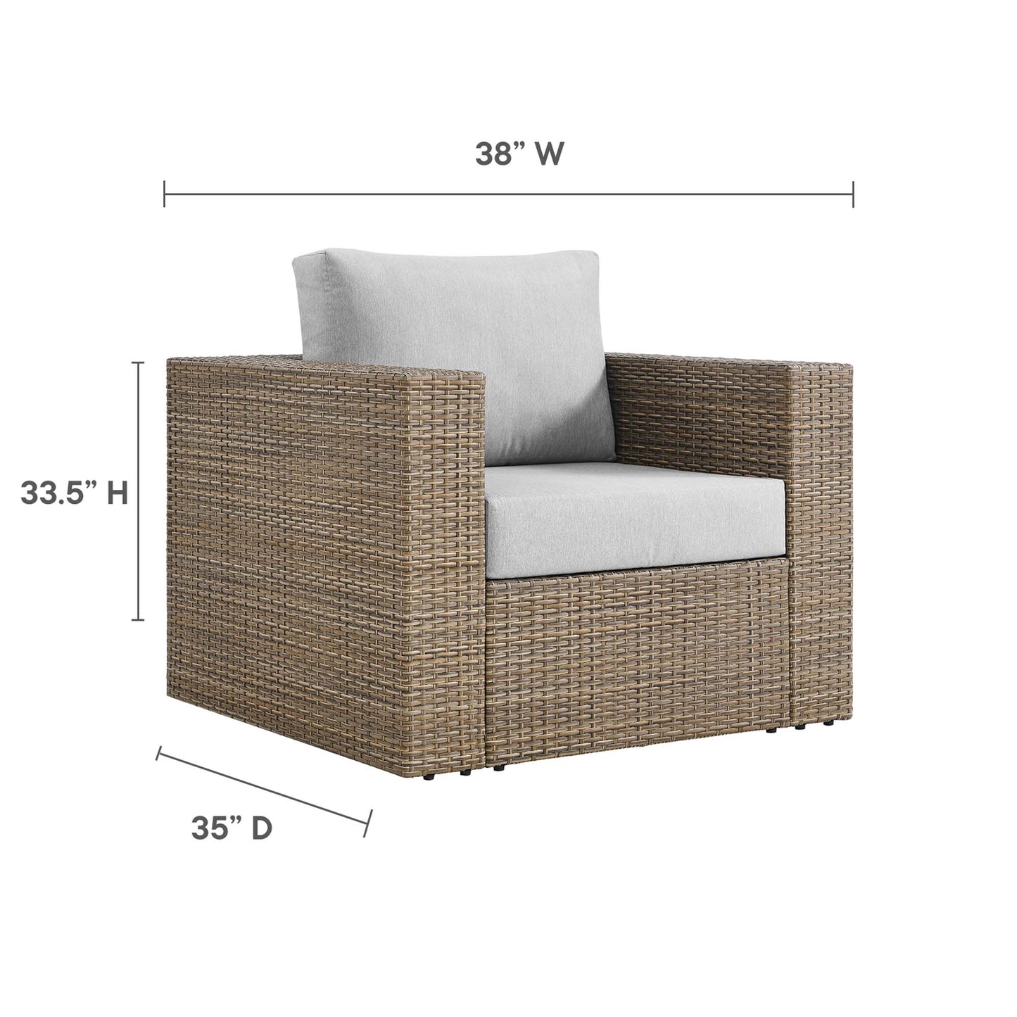 Convene Outdoor Patio Armchair in Cappuccino Gray by Modway (EEI-6326)