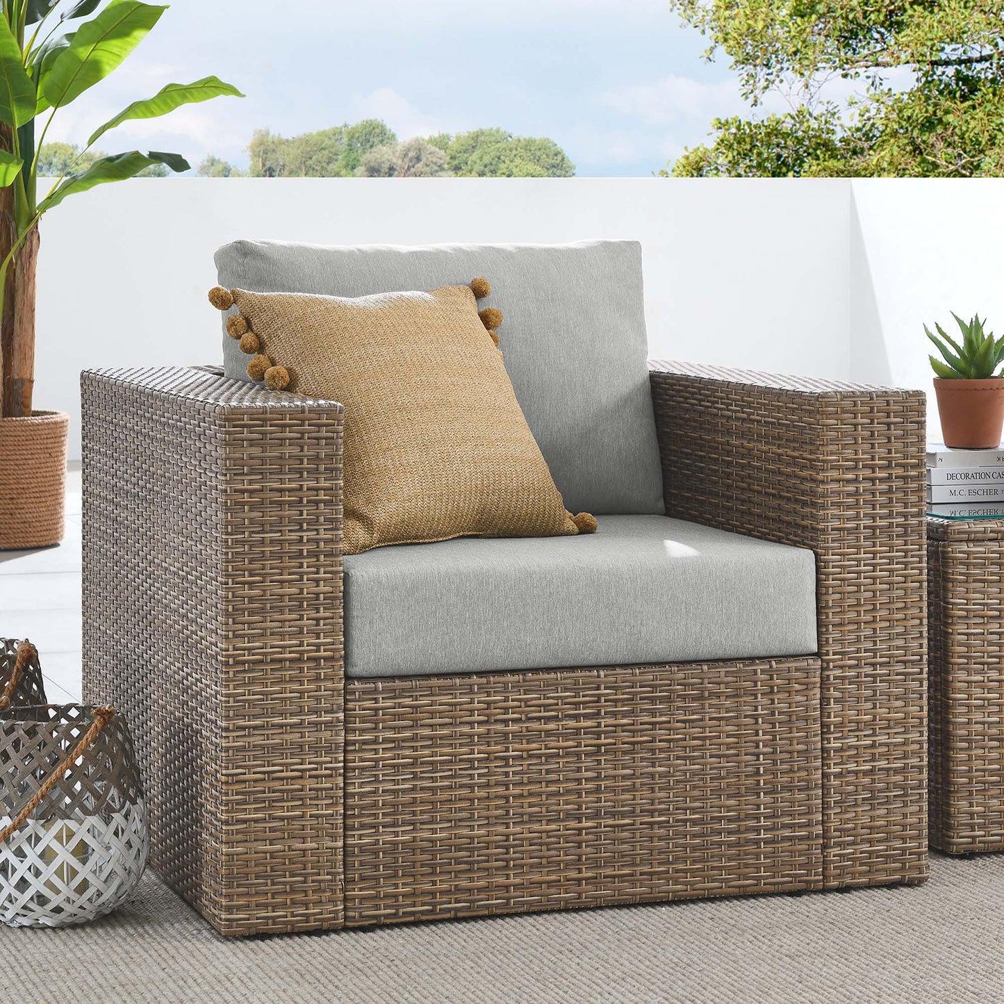 Convene Outdoor Patio Armchair in Cappuccino Gray by Modway (EEI-6326)