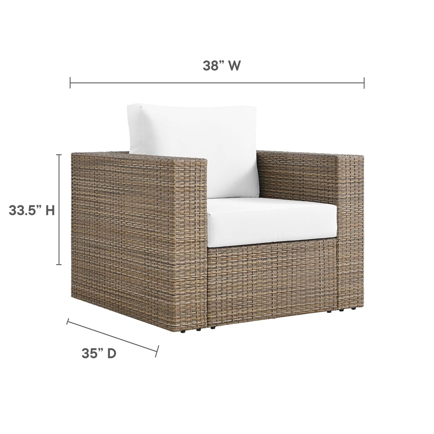 Convene Outdoor Patio Armchair - Cappuccino White by Modway