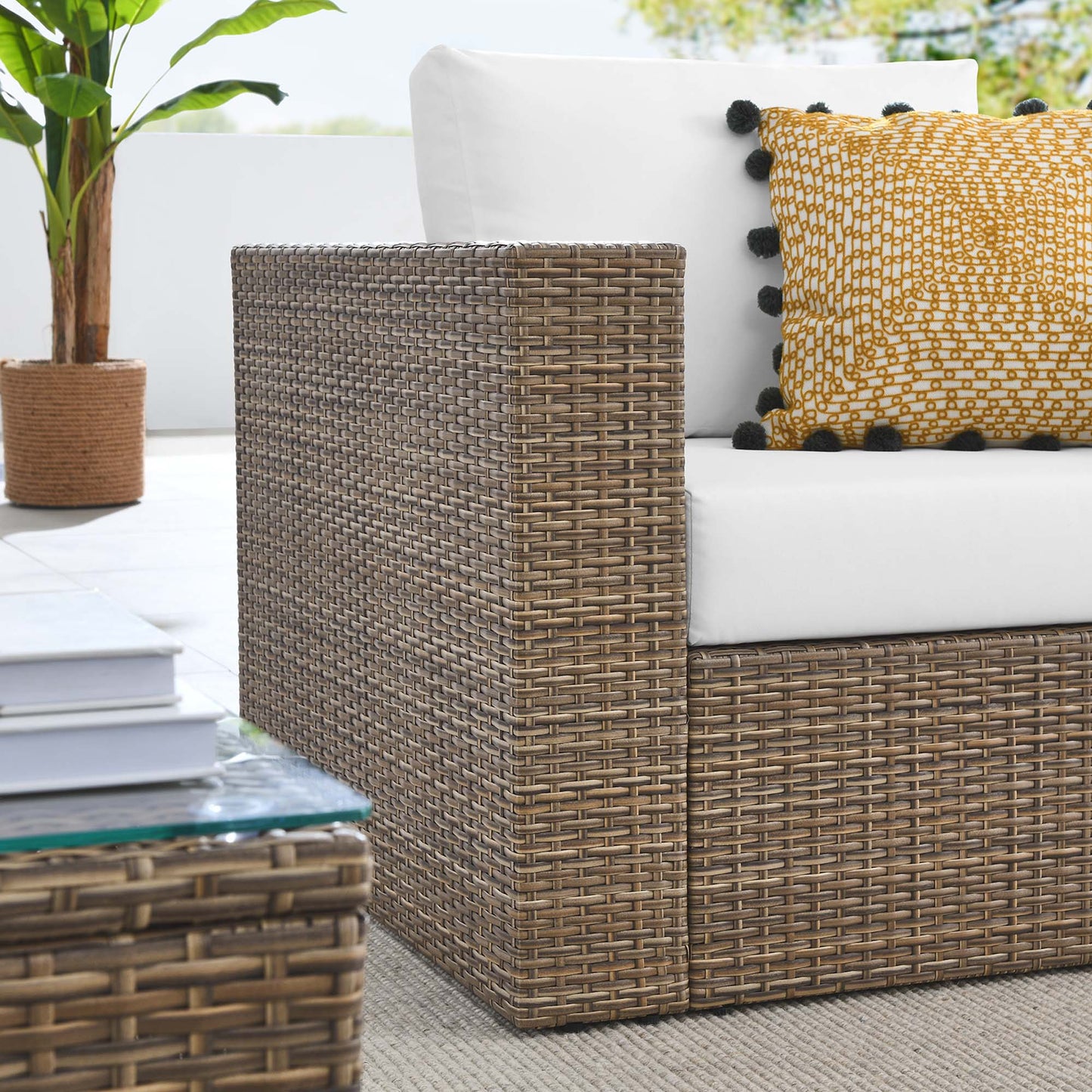 Convene 3-Piece Outdoor Patio Furniture Set in Cappuccino White by Modway (EEI-6327)