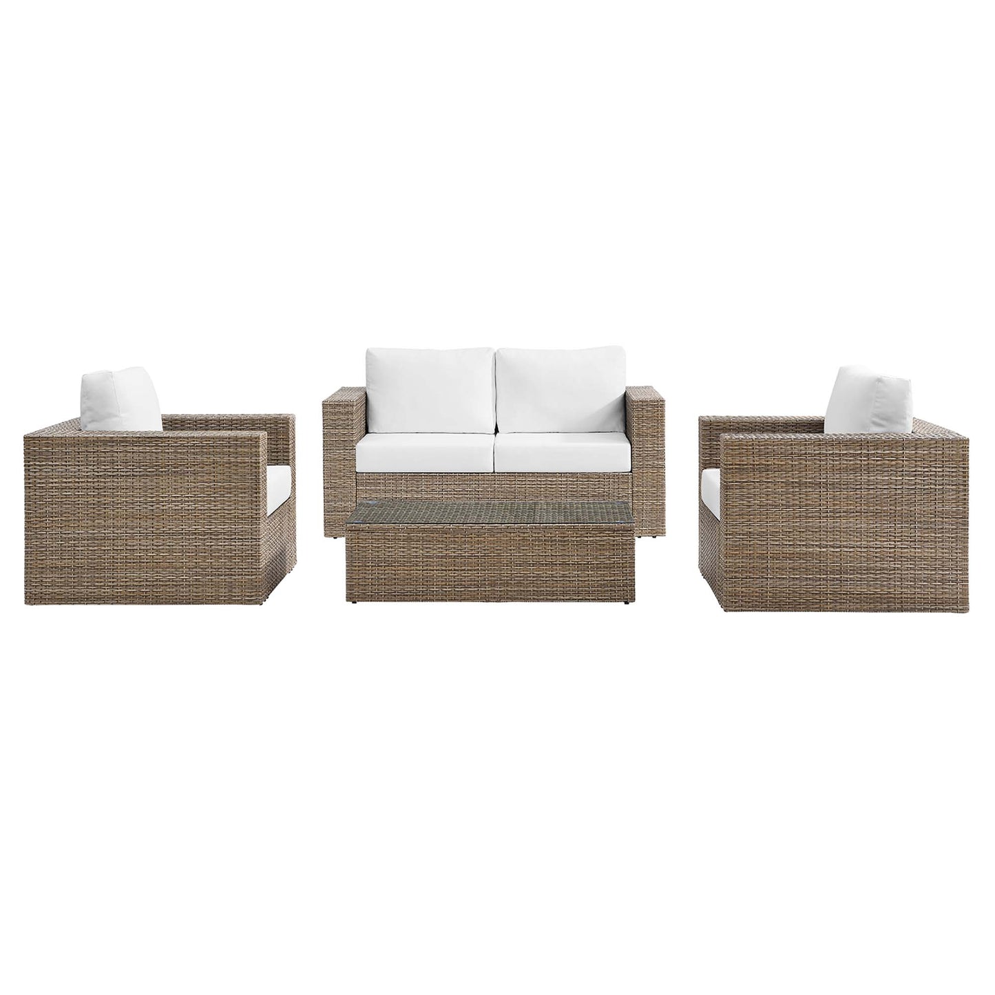 Convene 4-Piece Outdoor Patio Furniture Set in Cappuccino White by Modway (EEI-6328)