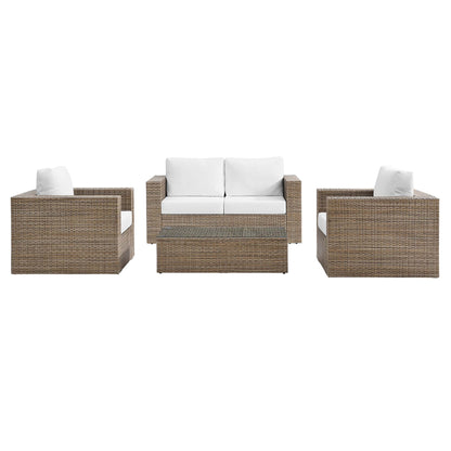 Convene 4-Piece Outdoor Patio Furniture Set in Cappuccino White by Modway (EEI-6328)
