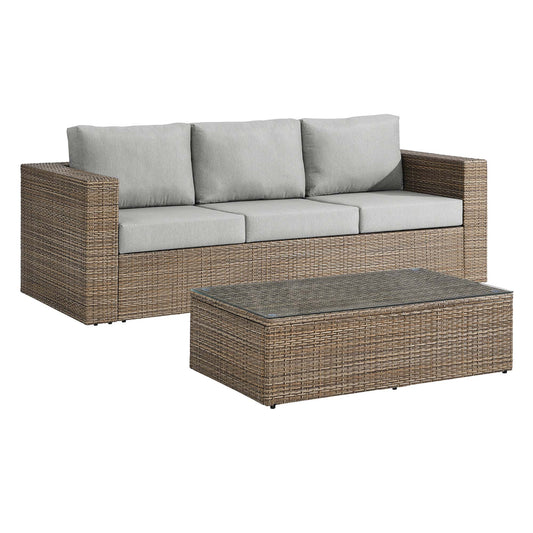 Convene 2-Piece Outdoor Patio Furniture Set in Cappuccino Gray by Modway (EEI-6333)
