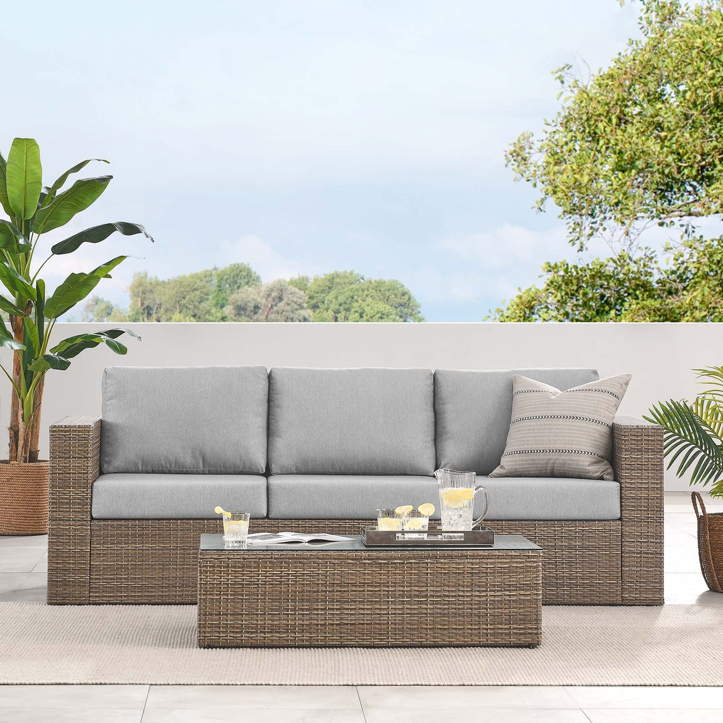 Convene 2-Piece Outdoor Patio Furniture Set in Cappuccino Gray by Modway (EEI-6333)