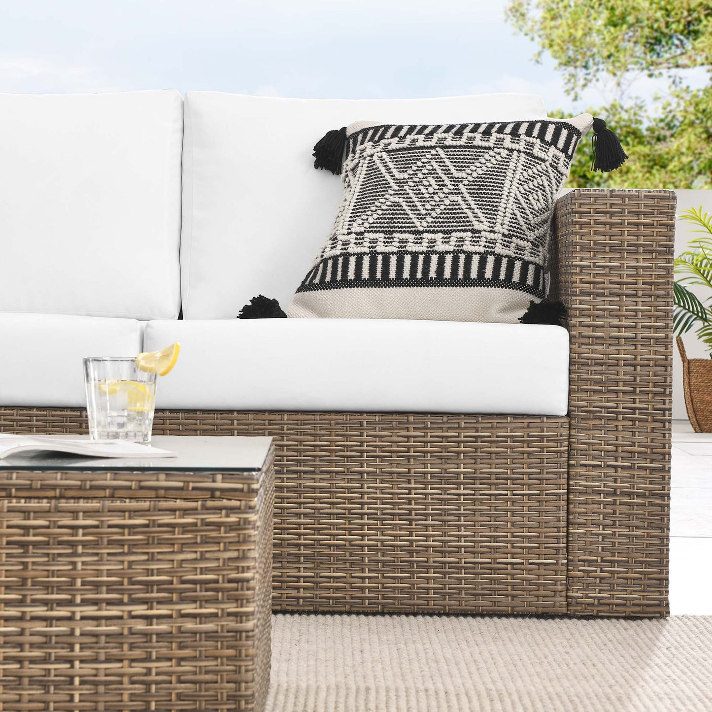 Convene 2-Piece Outdoor Patio Furniture Set in Cappuccino White by Modway (EEI-6333)