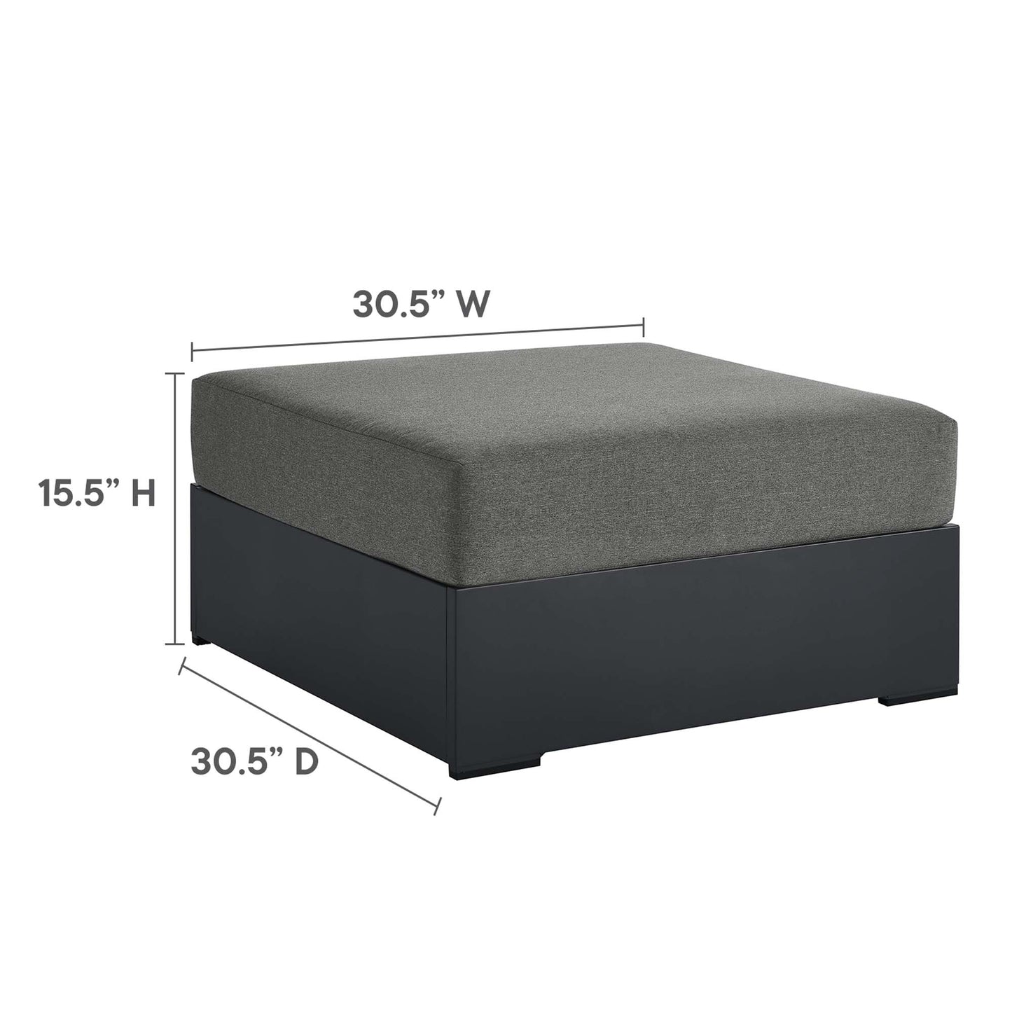 Tahoe Outdoor Patio Powder-Coated Aluminum Ottoman in Gray Charcoal by Modway (6627)