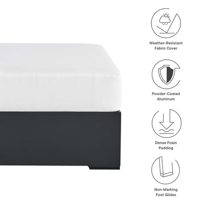 Tahoe Outdoor Patio Powder-Coated Aluminum Ottoman in Gray White by Modway (6627)
