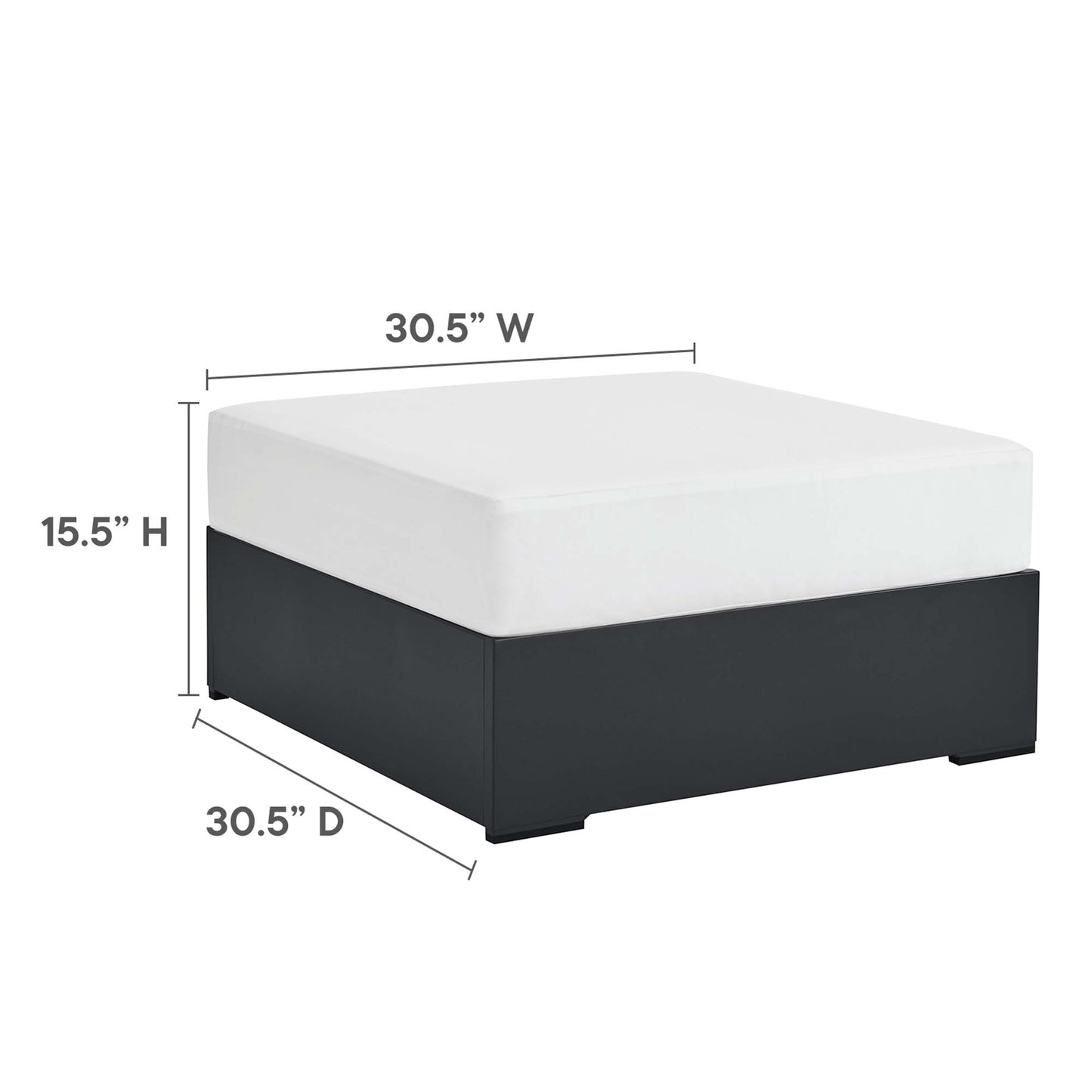 Tahoe Outdoor Patio Powder-Coated Aluminum Ottoman in Gray White by Modway (6627)