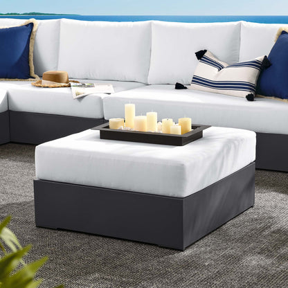 Tahoe Outdoor Patio Powder-Coated Aluminum Ottoman in Gray White by Modway (6627)