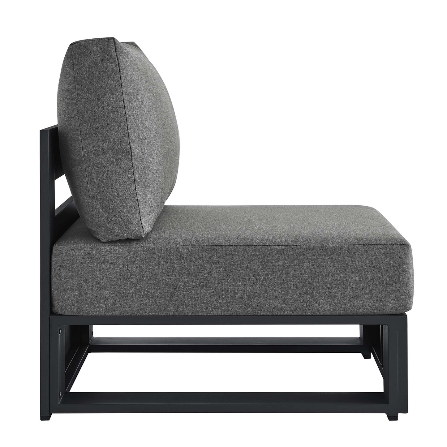 Tahoe Outdoor Patio Powder-Coated Aluminum Modular Armless Chair in Gray Charcoal by Modway (6628)