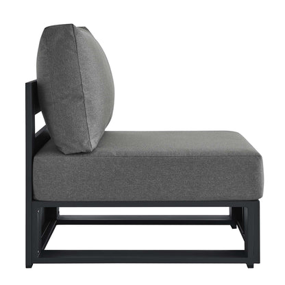 Tahoe Outdoor Patio Powder-Coated Aluminum Modular Armless Chair in Gray Charcoal by Modway (6628)
