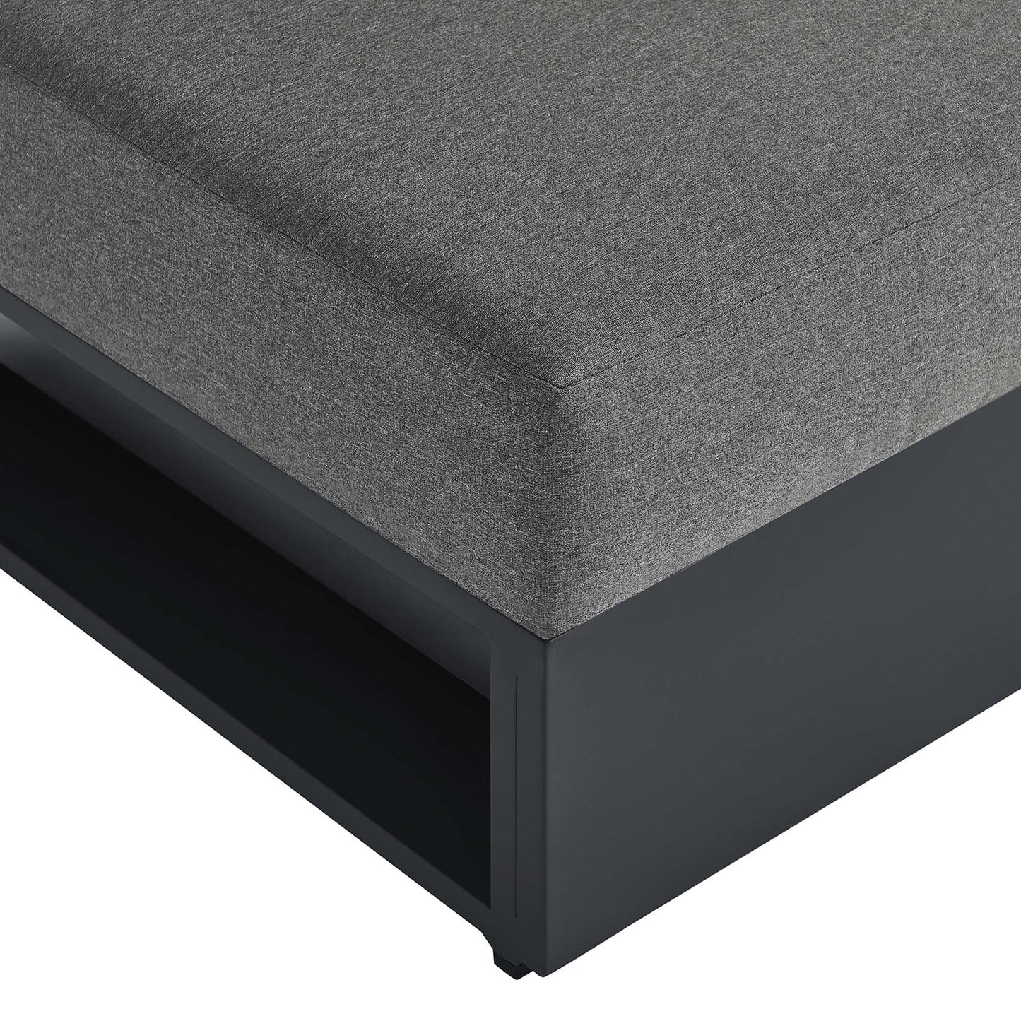 Tahoe Outdoor Patio Powder-Coated Aluminum Modular Armless Chair in Gray Charcoal by Modway (6628)