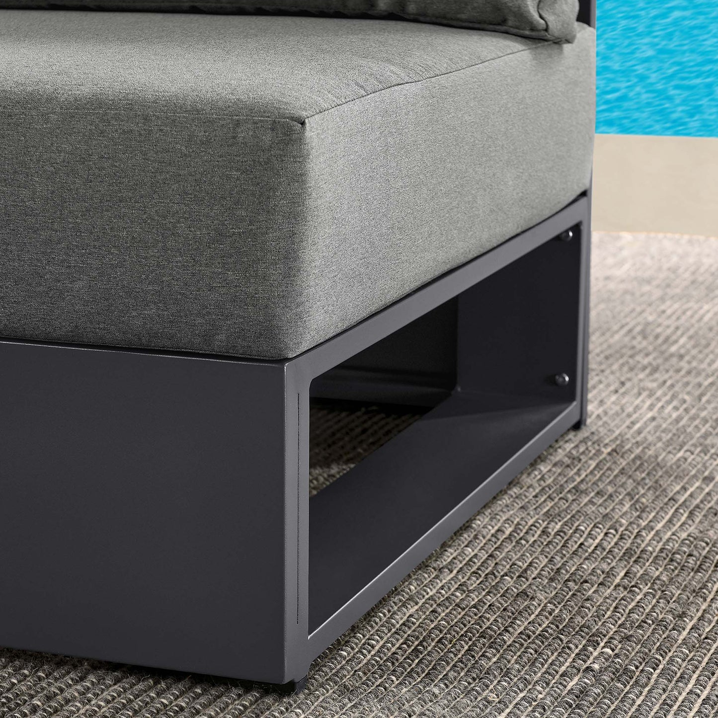 Tahoe Outdoor Patio Powder-Coated Aluminum Modular Armless Chair in Gray Charcoal by Modway (6628)