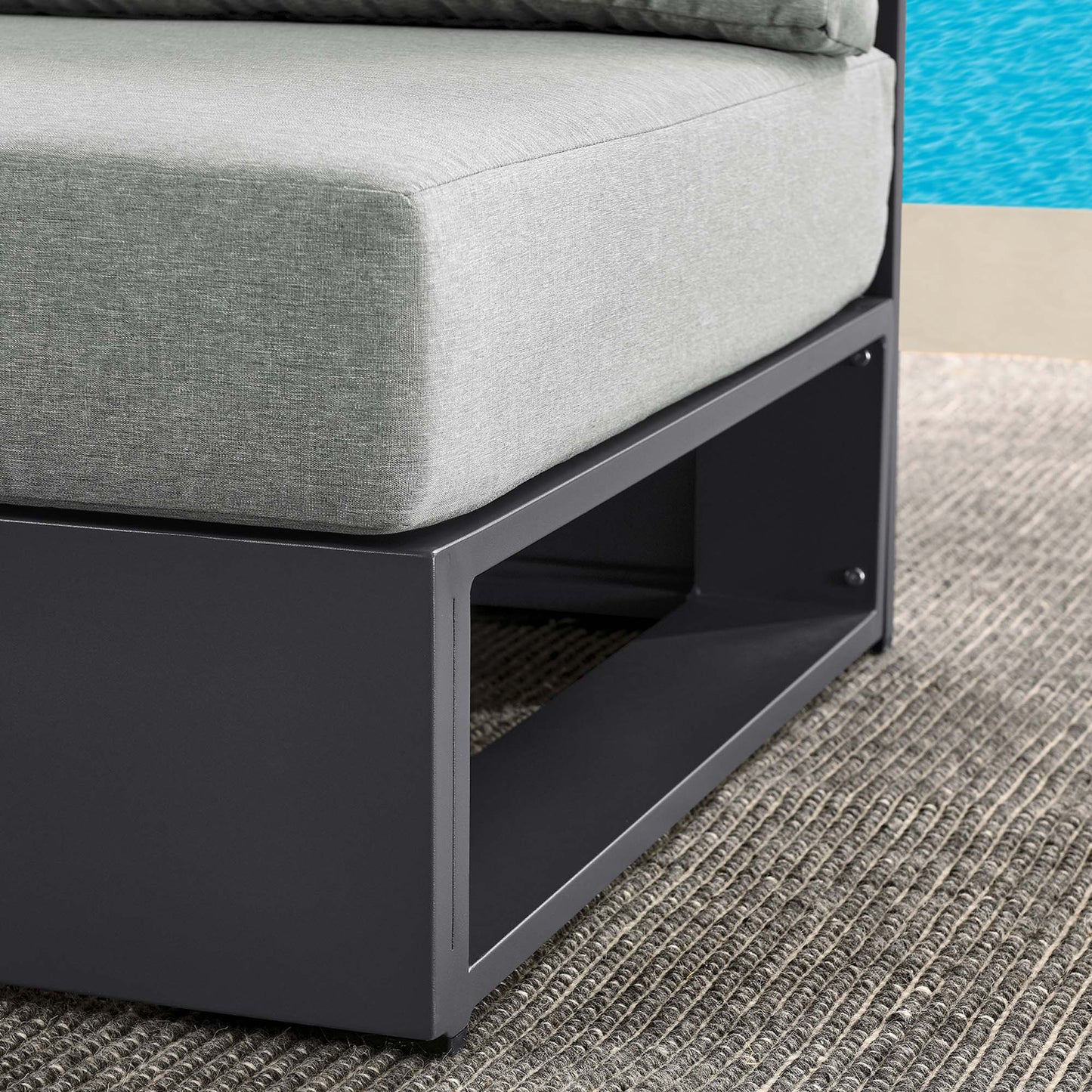 Tahoe Outdoor Patio Powder-Coated Aluminum Modular Armless Chair in Gray Gray by Modway (6628)